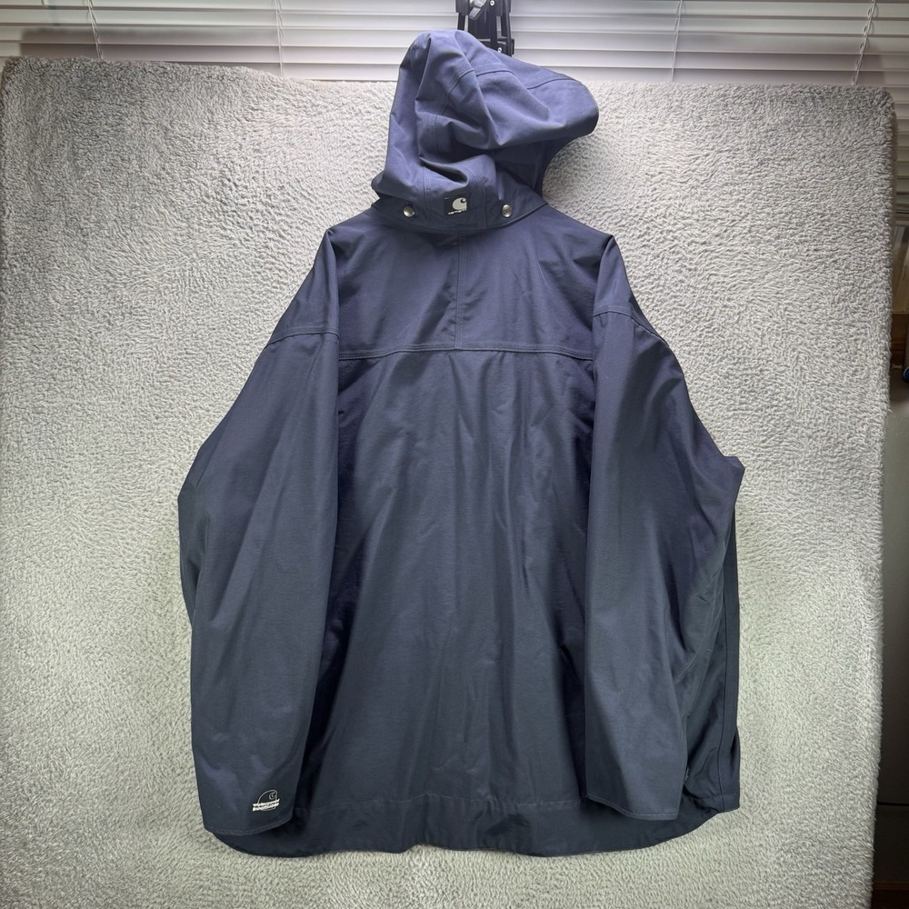 Carhartt Shoreline Coat Mens 2XL Blue Waterproof Breathable Rain Jacket Workwear - Picture 2 of 13